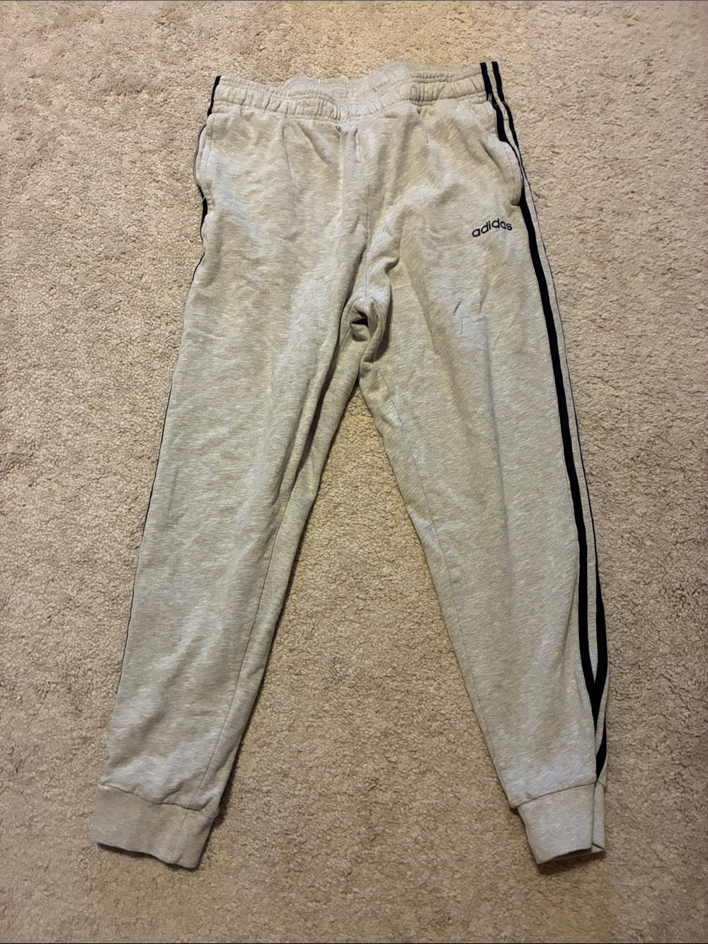 adidas Light Gray Sweatpants with Black Side Stripes